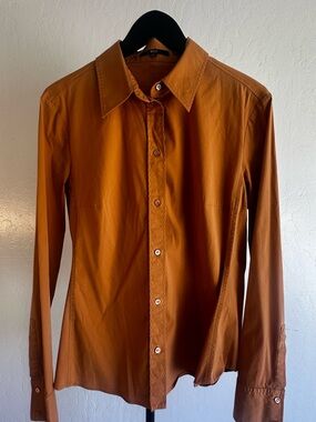 Hugo Boss Women's Rust Orange Button-Down Shirt